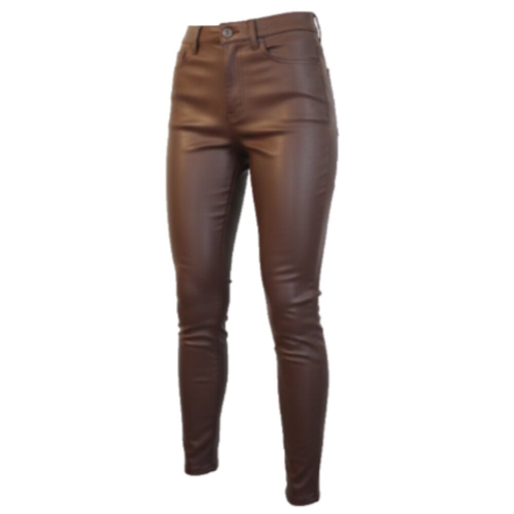 Free People Skinny Legging Pants Sz 26 Vegan Leather Solid Brown NWT